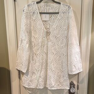 Vita Grace Crochet Lace White Swim Coverup